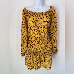 Michael Kors Yellow and Black Long Sleeve Top, Size L